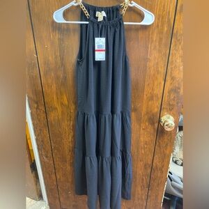 NEW $110 Michael Kors Women's Tiered Black Dress -Size XS - Chain Straps